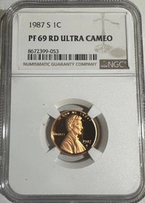 1987-S Lincoln Cent Graded PF69RD Ultra Cameo by NGC - Image 1 of 2