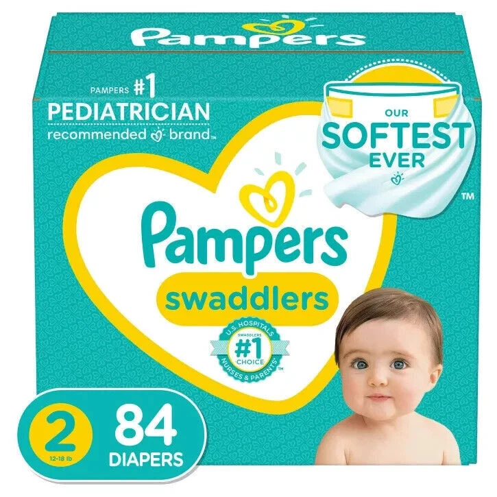Pampers Swaddlers Diapers Super Pack Size 2 - 84 Count (1R-T81)