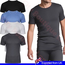 Mens Thermal T Shirt Long Johns Ribbed Underwear Warm Brushed Cotton Rich S 2XL