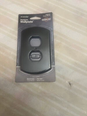 Placa de pared dúplex de hierro negro antimicrobiano de 1 velocidad Amarelle 58DBI Blackwell Foto 1 de 2