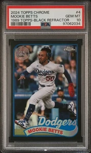 2024 Topps Chrome Mookie Betts 1989 Design Black Refractor/10 PSA 10 #4 Dodgers - Imagen 1 de 3