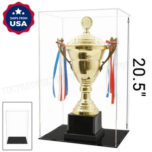 US Acrylic Display Case 20.5" H Large Box Plastic Base Self-Install Dustproof - Picture 1 of 12