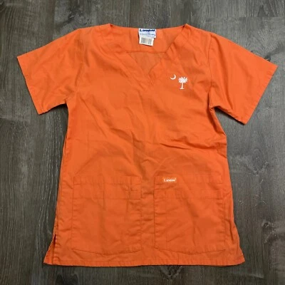 Landau Womans Scrub Top Orange Short Sleeve V-Neck Palmetto Size XS Foto 1 de 4