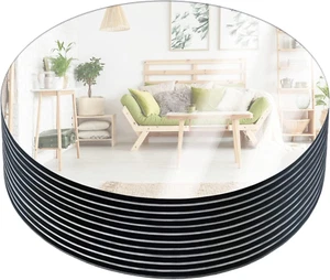 12" round Mirror Centerpieces for Tables, Set of 12 Glass Mirror Table - Picture 1 of 12