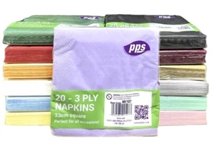 Paper Napkins Serviette 3 Ply Tissue Party Wedding Birthday Xmas - 33cm 20Pack - Picture 1 of 17