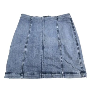 Free People Jeans-Minirock mit Nähten Größe 4 helle Waschung Festival 90er - Bild 1 von 7