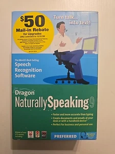 DRAGON NATURALLY SPEAKING 9 PREFERRED Speech-Recognition Software Mic Headset - Picture 1 of 1