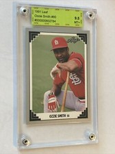 1991 Leaf Baseball Card Ozzie Smith #80 Grade 9.5 MT+ St. Louis Cardinals