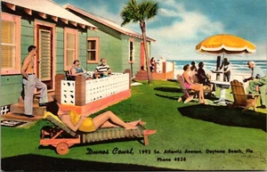 DUNES COURT OCEANFRONT COTTAGES DAYTONA BEACH FLORIDA CHROM POSTKARTE B7 - Bild 1 von 2