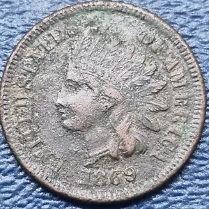 1869 Indian Head Cent 1c Better Grade VF - XF Details #72993 - Picture 1 of 2