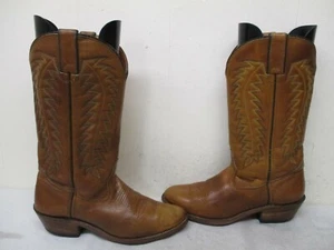 Stivali da cowboy in pelle marrone doppia H da uomo taglia 8 stile D 1462 - Foto 1 di 9