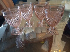 4 Pink Hocking Glass Co Miss America After Dinner Wine Goblets - Picture 1 of 4