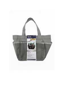 Portable Grey Plastic Bathroom Caddy With 8 Side Pockets - Picture 1 of 4