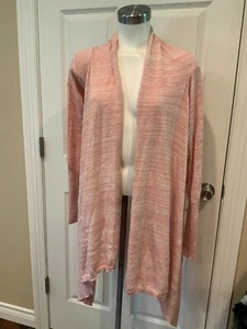 prAna Open Front Pink Striped Cardigan W/ Rib Knit Trim, Size Small (US) - Picture 1 of 8