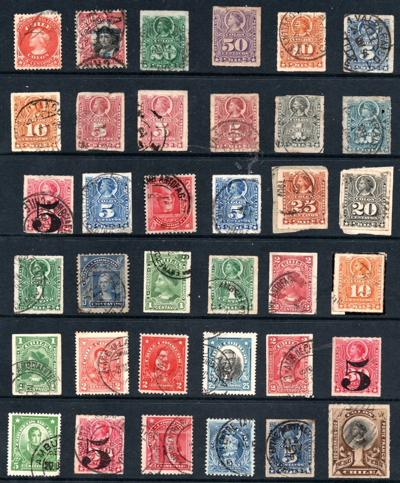 CHILE, LOTE DE COLONES, DIVERSAS SERIES, BUEN VALOR !!!    (PFO-191) - Image 1 of 1