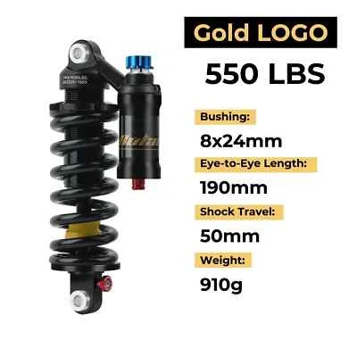 Amortiguador trasero de resorte de suspensión 190/210/230 mm para moto DH MTB Foto 1 de 4