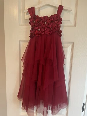 Girls Size 5 Fancy Red Dress Sleeveless - Image 1 of 3