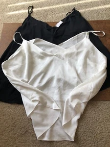 ASOS Women's Spaghetti Strap V Neck Cami Tank Top Solid White Black Size 22 - Picture 1 of 6