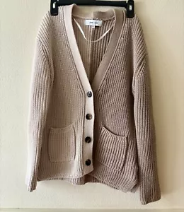 Evereve John + Jenn Maya Strickjacke 100% Baumwolle Beige Color Block 2-farbig XS - Bild 1 von 8
