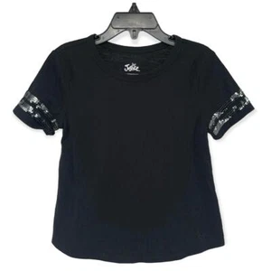 Justice Girl’s Black Sequin Embellished Pullover Short Sleeve Tee Size 6 - Picture 1 of 8