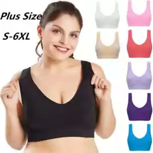 Plus Size Womens Seamless Sport Bras Crop Top Vest Comfort Stretch Unpadded Bra - Picture 1 of 34