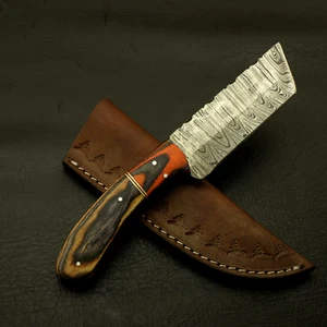 CUSTOM HANDMADE FORGED DAMASCUS STEEL SKINNING HUNTING KNIFE WOOD HANDLE - Picture 1 of 6