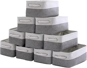 Storage Baskets 12x8x5 inch 10 Pack Fabric Baskets Small 10 Pack White&Grey - Picture 1 of 1