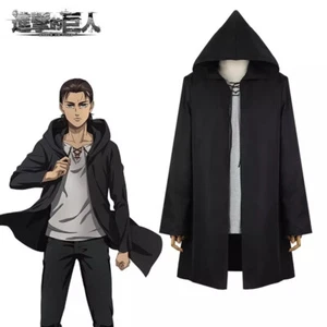 Gabardina de longitud media chaqueta negra Eren Jaeger Cospaly de Anime Attack On Titan - Imagen 1 de 12