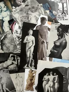 NUDES artsy mostly vintage book pages & cutouts for collage junk journal art - Picture 1 of 16