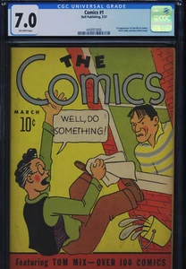 Comics #1 - CGC-7.0, OW - 1. Comic Auftritt von Tom Mix - Golden Age - Bild 1 von 3