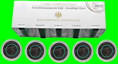 Germany 5 x 5 Euro Moderate Zone ADFGJ 2019 Mirror Gloss Polymer Ring - Image 1 of 3