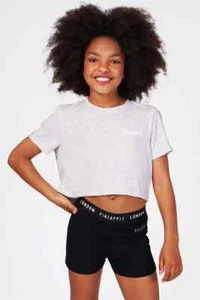 PINEAPPLE Dancewear Girls Crop Length Dance T-Shirt Top Grey Marl - Picture 1 of 1