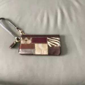 Coach holiday patchwork Suede Leather Wristlet - Picture 1 of 5