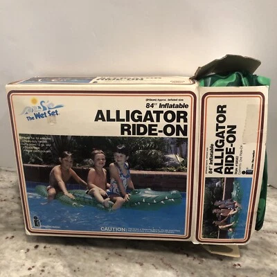 1985 Intex The Wet Set 84" Alligator Ride-On Inflatable Vintage Open Torn Box - Image 1 of 4