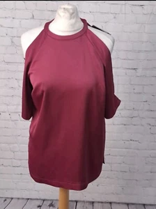 Next Pink Cold Shoulder Blouse Womens Size 10 Split Sleeve - Picture 1 of 10