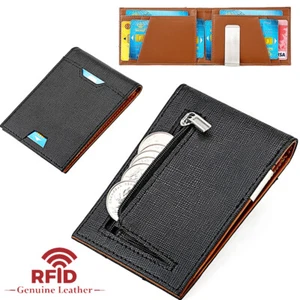 Mens Wallet RFID Blocking Slim Money Clip Credit ID Card Slots Holder Minimalist - Picture 1 of 9