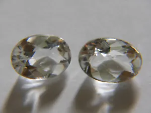 Beryl, White, .75 ct each, 1.5 ctw, Matched Pair, Oval Cut, 20 year USA Vendor - Picture 1 of 12