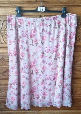 Ladies Pink Floral Pattern Elasticated Waist Skirt Size 24 - Image 1 of 2