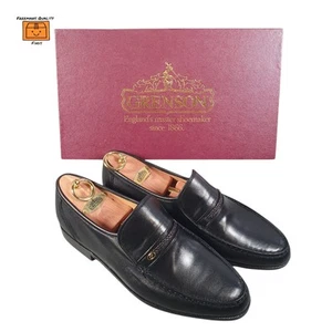 Mocasines Grenson para hombre mocasín de cuero negro zapato sin cordones - nuevo en caja (Reino Unido 8F) - Imagen 1 de 18