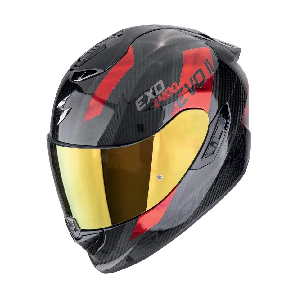 Scorpion Exo-1400 Evo II Carbon Air Platted Helm schwarz-rot - Bild 1 von 1