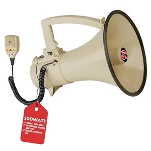 5 Core Megaphone 100W Bull Horn Professional Loud PA Speaker w 2000 Yards Range - Picture 1 of 11