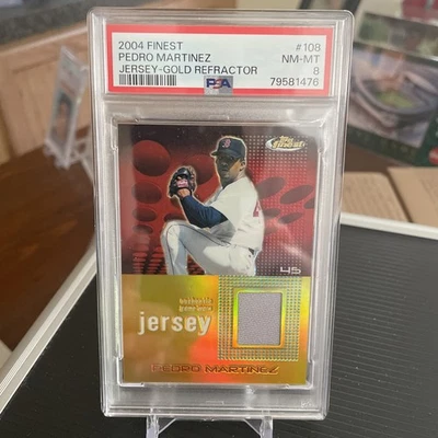 Pedro Martinez-2004 Topps Finest #108 Gold Refractor /50 Jersey PSA8 - Image 1 of 3