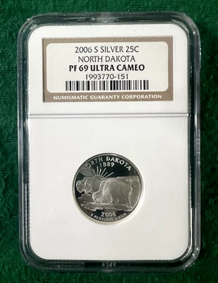 Silver 2006-S North Dakota Statehood Quarter  NGC PF-69 Ultra Cameo - Image 1 of 4