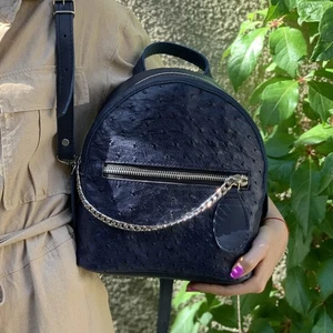 Womens Backpack GENUINE Ostrich Leather Exotic Luxury Blue Bag - Picture 1 of 21