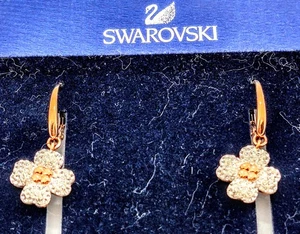 Pair of "Latisha" Flower-Shaped, Swarovski Crystal, Lever-Back Dangle Earrings. - Picture 1 of 4