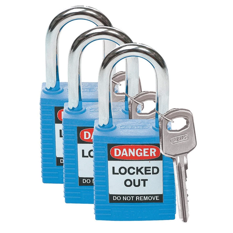 BRADY 105887 Lockout Padlock,KA,Blue,1-3/4"H,PK3 39N162 - Image 1 of 1