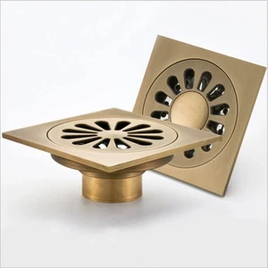 Brass Floor Square Waste Drain Grates Antique Bathroom Shower New ✨  - Picture 1 of 8