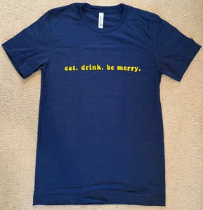 Camiseta Dave Matthews Band DMB Azul Marino Eat Drink Be Merry Concierto Unisex Pequeña - Imagen 1 de 2