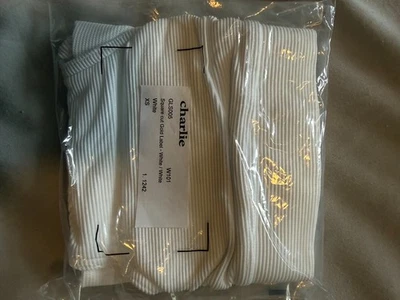 CHARLIE Corte Cuadrado Etiqueta Dorada-Blanco X-PEQUEÑO NUEVO CON ETIQUETAS en bolsa original sin abrir Foto 1 de 2