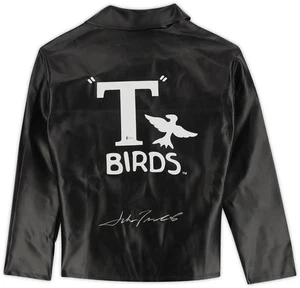 Chaqueta de cuero John Travolta Grease autografiada T Birds - Imagen 1 de 1